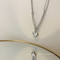 Shangjie OEM Vintage Metal Silver Heart Collier Punk Talerd Collier Silver Heart Colliers